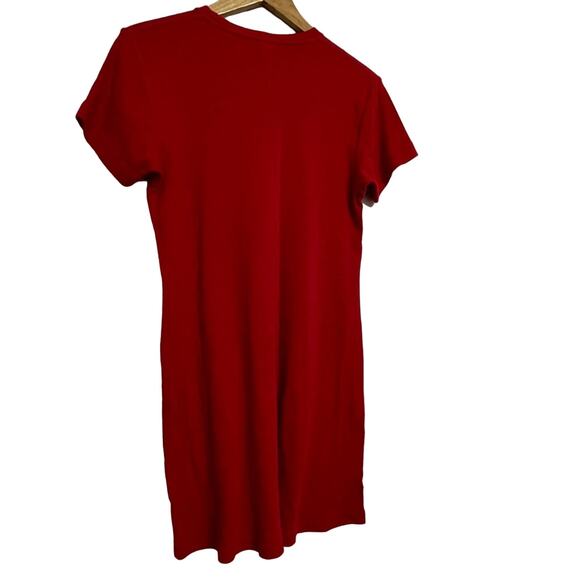 Vintage90s Tommy Hilfiger Flag Logo Mini Shirt Dress Red Size L - Picture 3 of 5